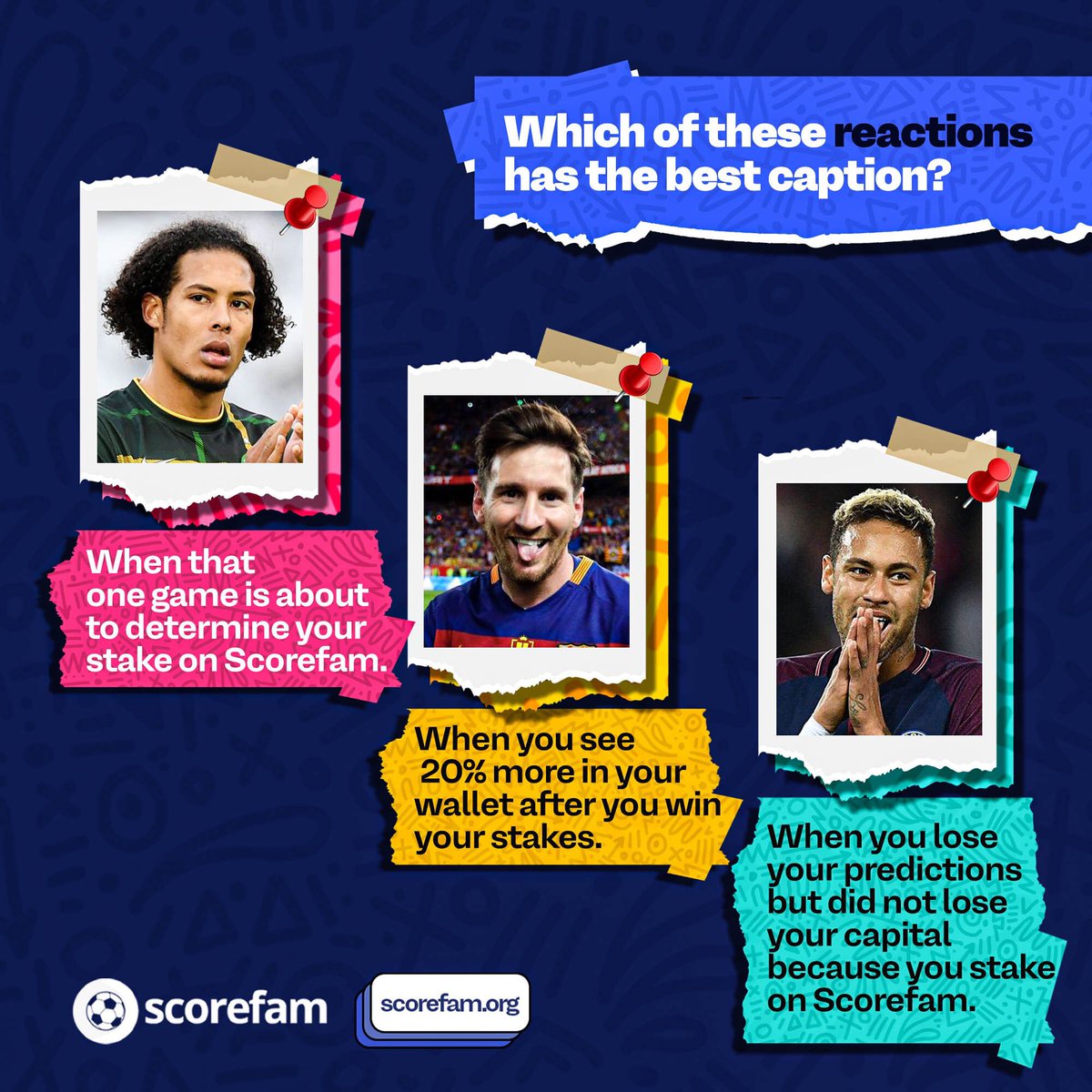 scorefam_io's tweet photo. Which of these reactions has the best caption? ⚽️ https://t.co/O4VrjbzSRi