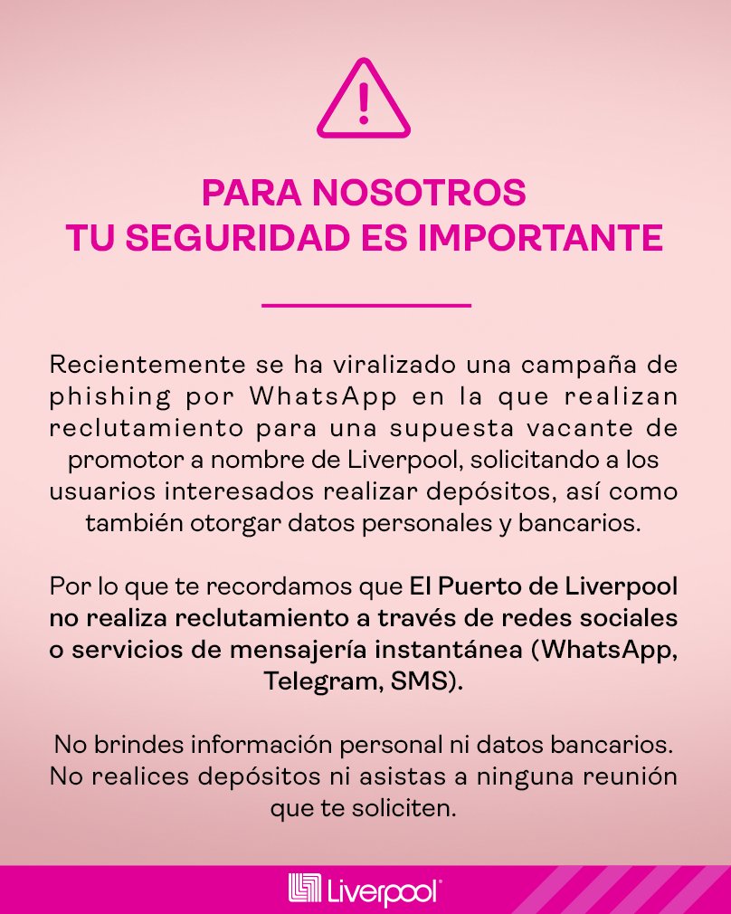 liverpoolmexico's tweet photo. Aviso importante a nuestros clientes y seguidores. https://t.co/ftUBZEVkng