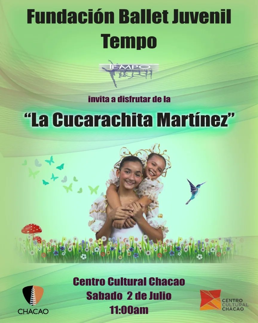 ¿Conoces el cuento de La Cucarachita Martinez?

Es un cuento tradicional venezolano, que estaremos presentando el #Sábado 2 y #Domingo 3 de #Julio en el <a href="/cculturalchacao/">Centro Cultural Chacao</a>