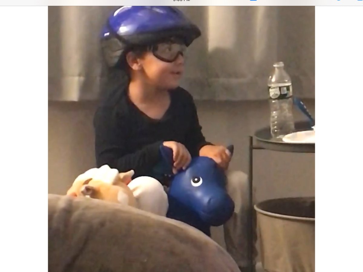 Danny  now training to be a jockey lol.  My dad is smiling from heaven! #monmouthpark. #minibugler