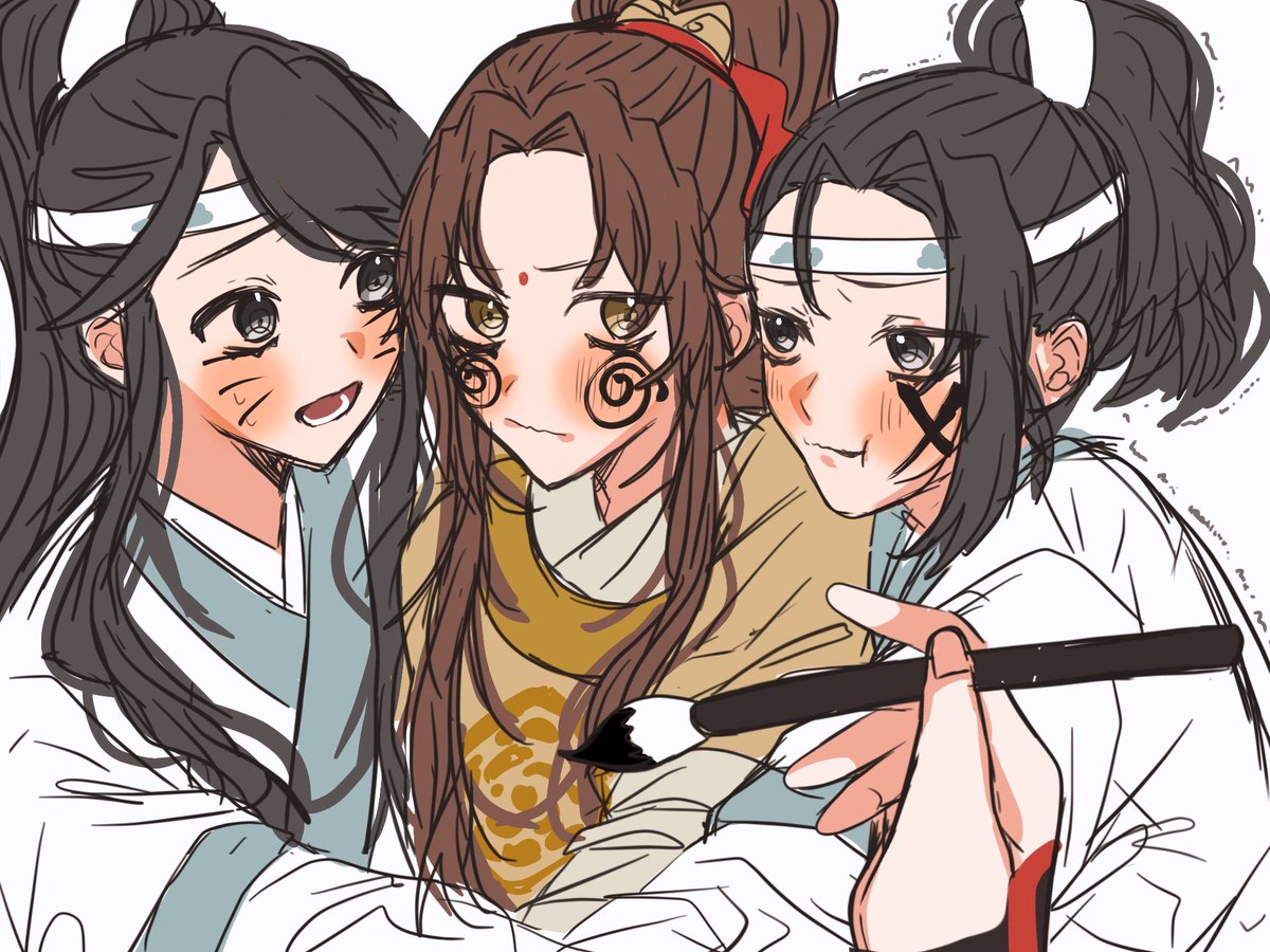 「らくがきされた少年組達 #MDZS #魔道祖師 」|もふびいのイラスト