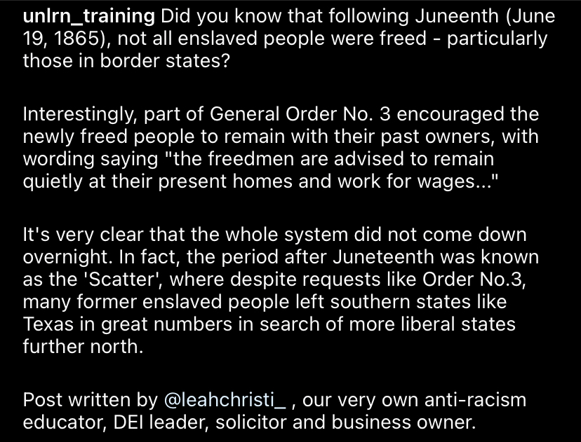 UNLRN_Training's tweet photo. Did you know that following Juneteenth (June 19, 1865), not all enslaved people were freed - particularly those in border states? #Juneteenth #emancipation #USA #africanamerican #federalholiday #antiracism #racialequity https://t.co/RmlczR5OCR