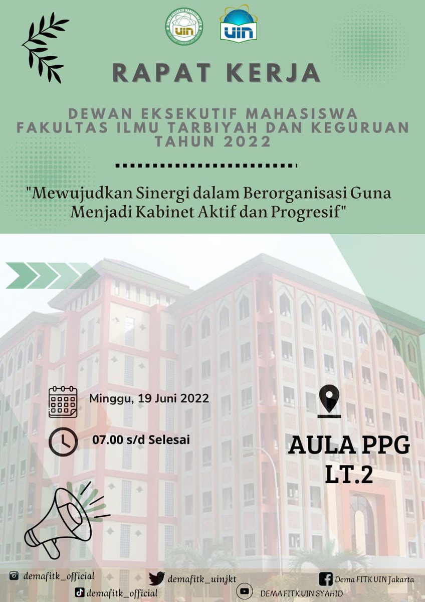 demafitk_uinjkt's tweet photo. Kegiatan Rapat Kerja Dewan Eksekutif Mahasiswa Fakultas Ilmu Tarbiyah dan Keguruan Tahun 2022 dengan mengusung tema "Mewujudkan Sinergi dalam Berorganisasi Guna Menjadi Kabinet Aktif dan Progresif." #DEMAFITK #UINJakarta #KabinetProgresif https://t.co/qj7uFLY3Uu
