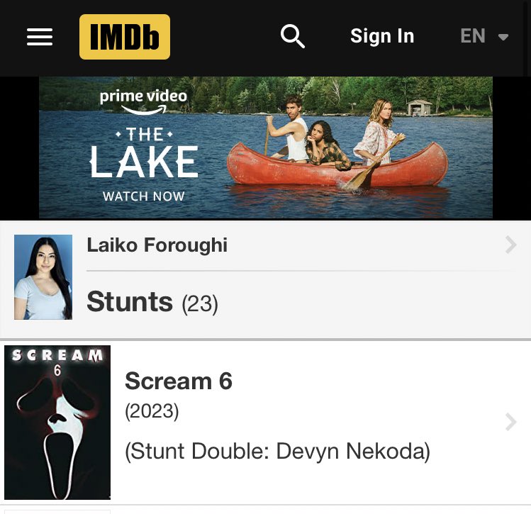 Tristan on X: #SCREAM6 Cast Update: The first SCREAM 6 stunt double has  been revealed to be Laiko Foroughi (L). She is the stunt double for actress  Devyn Nekoda (R). She is