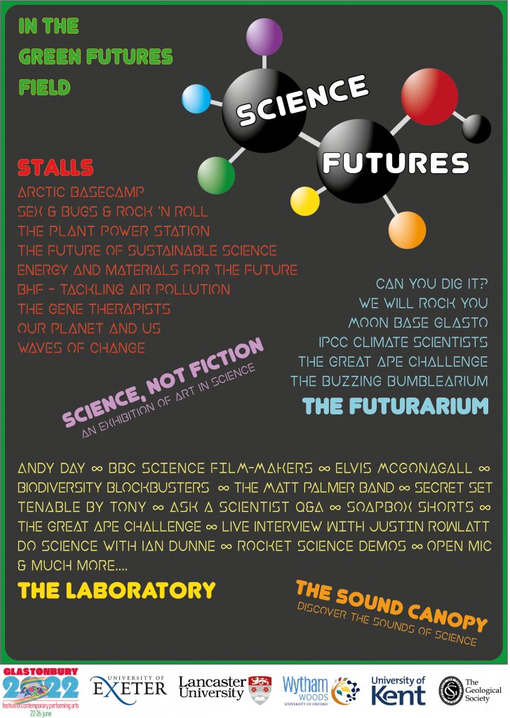 sci_futures's tweet image. We are Science Futures, an exciting, brand new area at 
#Glastonbury2022 inspiring conversations, learning and fun around all things science!

Our Laboratory stage has science-themed music, poetry and more

More details here glastosciencefutures.org

Please RT! 😀🙏

#Glastonbury