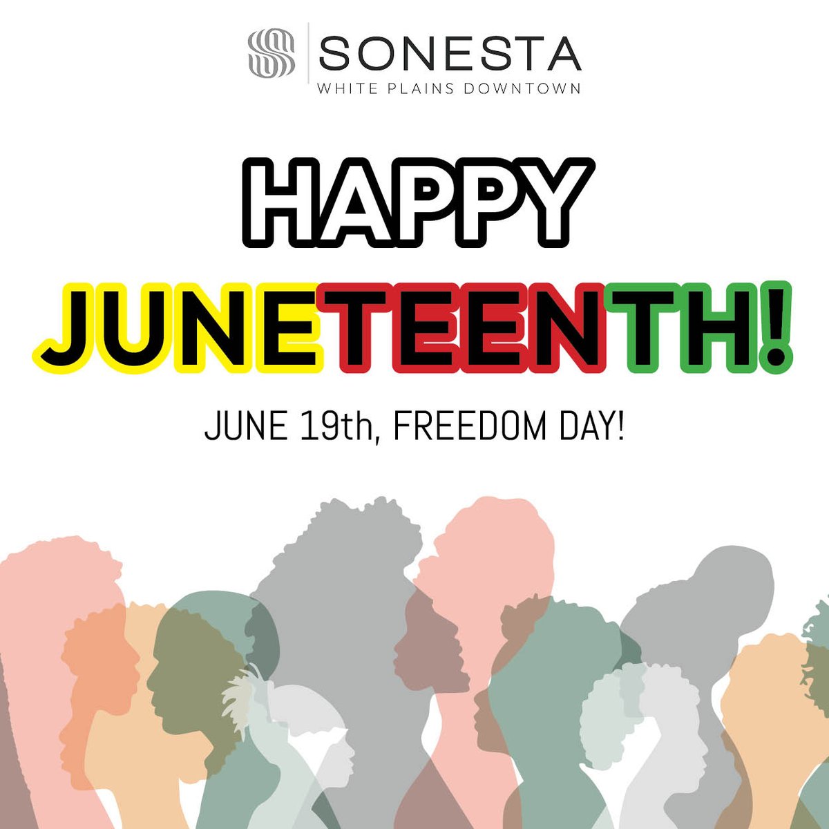 Happy Juneteenth Freedom Day from Sonesta White Plains! Black History is American History, and we are here with open arms and open hearts. The end of slavery does not mean the end of progress, and at Sonesta we welcome all! #Juneteenth #FreedomDay #BlackIndependenceDay #Sonesta