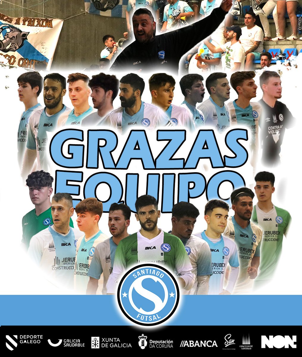 Final do partido en Murcia (4-1) 

Non puido ser... pero igualmente, 𝙂𝙍𝘼𝙕𝘼𝙎 𝙀𝙌𝙐𝙄𝙋𝙊💙

E grazas afección, o voso apoio foi fundamental para chegar ata aquí. Volveremolo intentar.