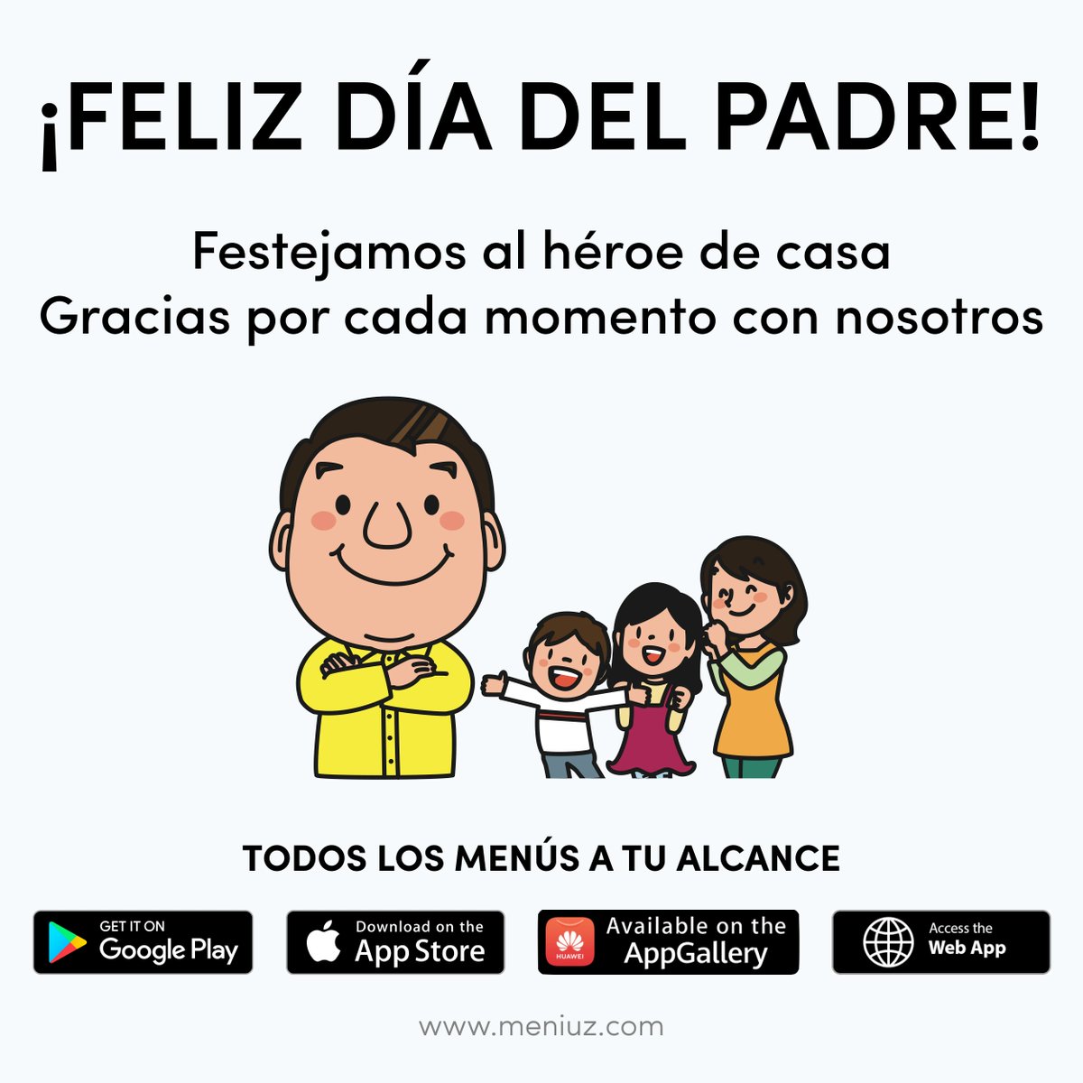 MeniuzHQ's tweet photo. ¡FELIZ DÍA DEL PADRE! Celebramos a los héroes del hogar. Gracias por estar siempre con nosotros.

Descarga la app en el siguiente enlace y disfruta de sus funcionalidades:
https://t.co/s7qgiL24mG

#Restaurantes #Cafeterías #Heladerías #Licorerías #Foodies https://t.co/eo83IIS7Yi
