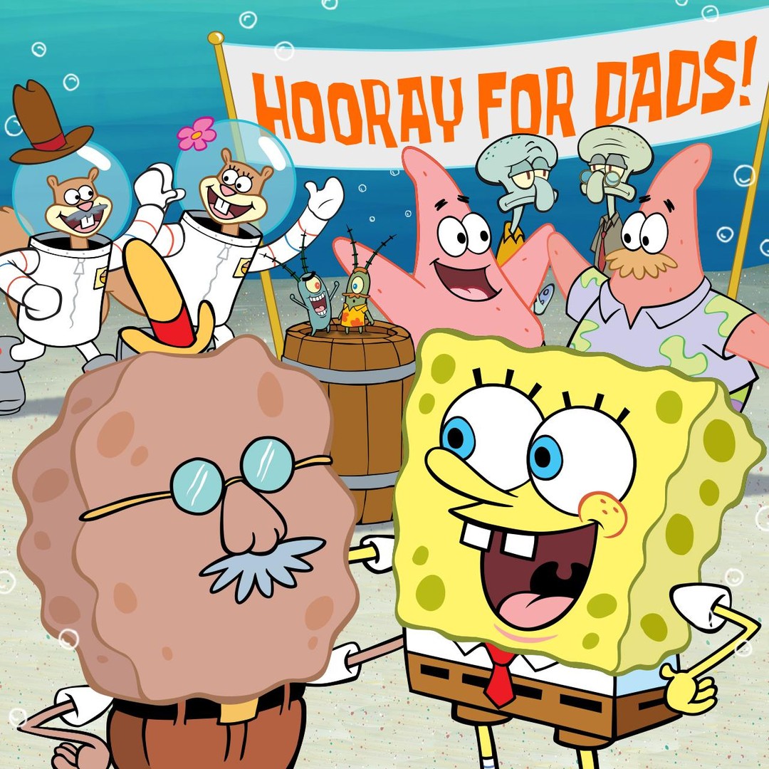 SpongeBob's tweet photo. round of applause for all the land and sea dads out there!!! https://t.co/ZC868kgn99