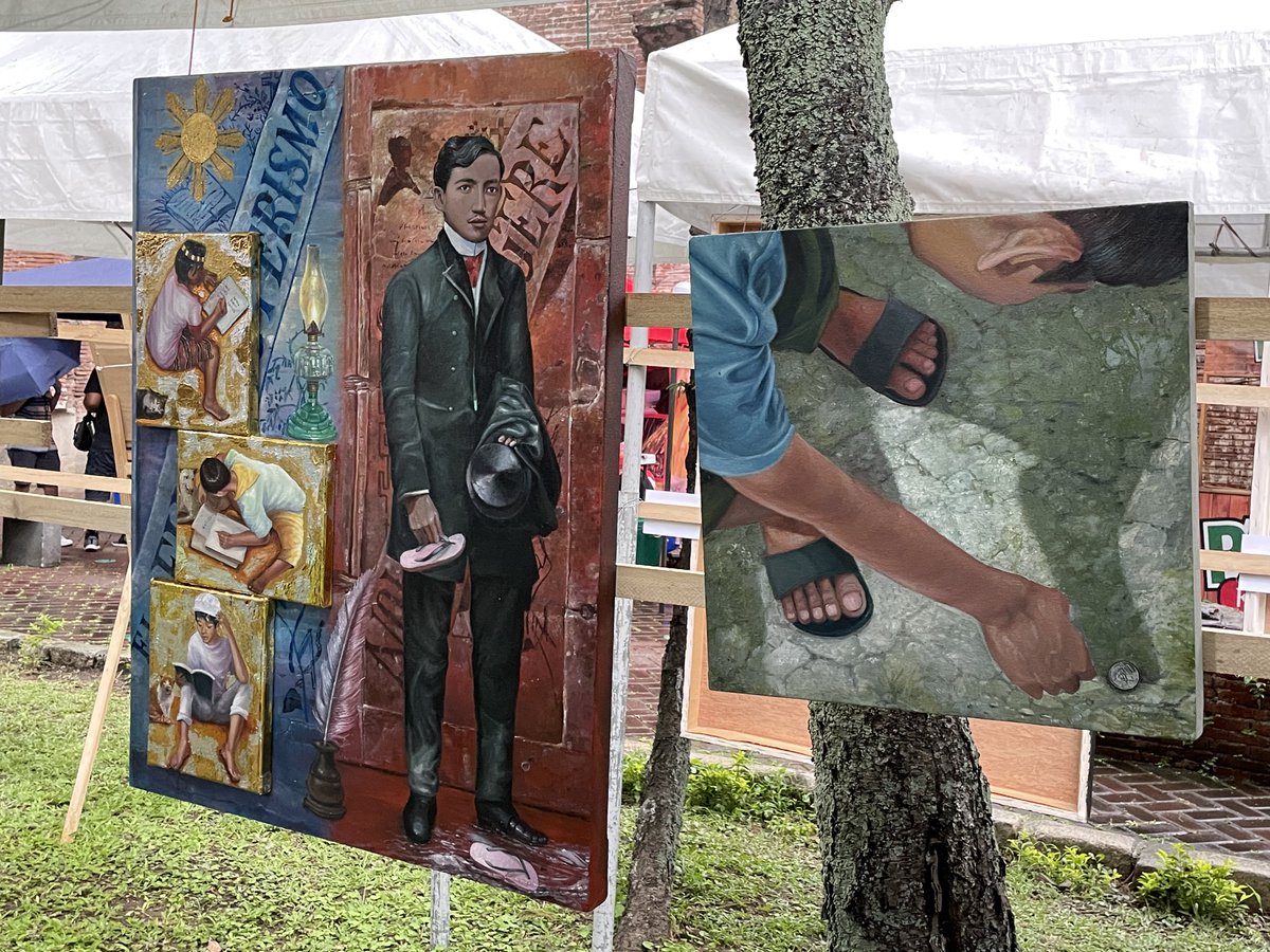 anjo_bagaoisan's tweet photo. LOOK: Artwork inspired by the life &amp; works of Philippine hero Dr. Jose Rizal are displayed at the Rizal shrine in Fort Santiago, Intramuros, Manila, as part of an art fair marking his birth anniversary. https://t.co/41PjlpQAi5