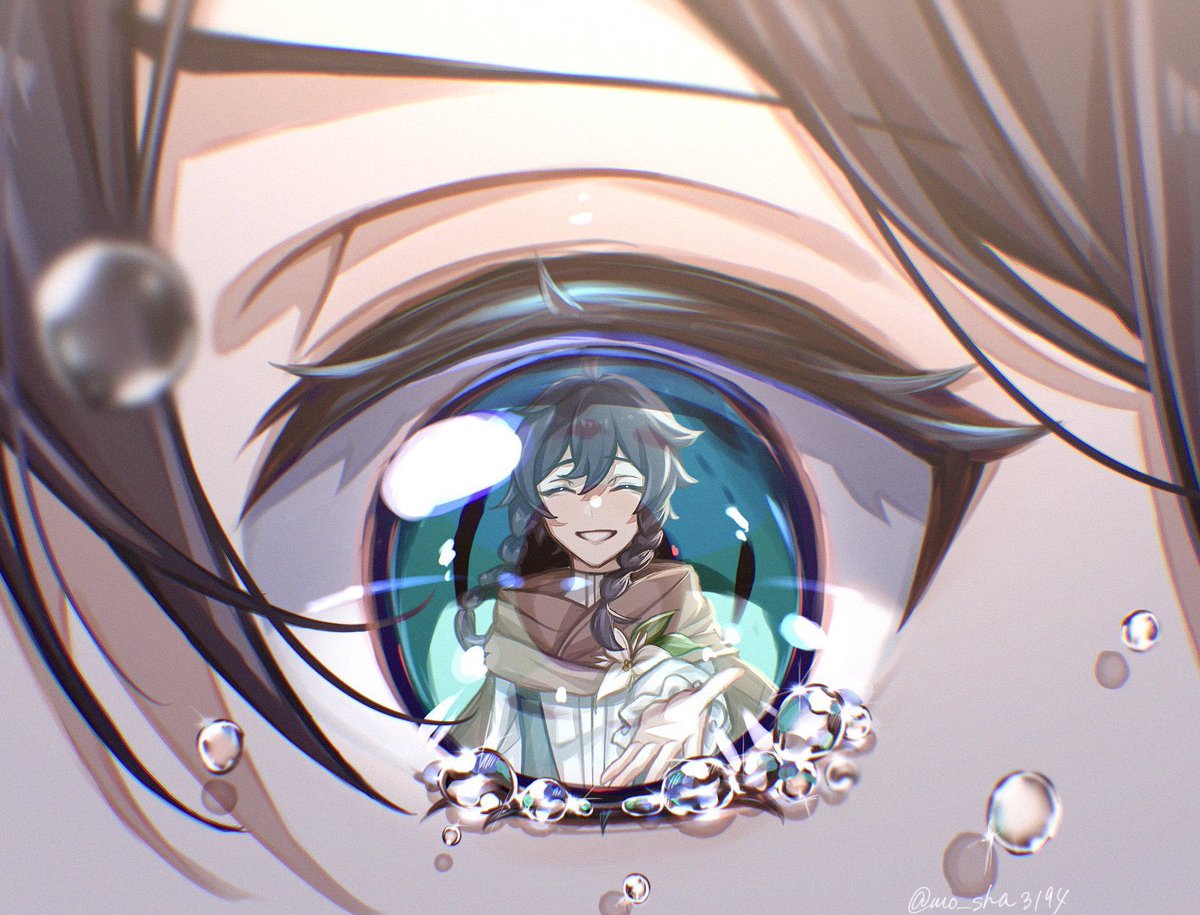 raiden shogun purple hair bangs purple eyes 1girl reflection eye focus crying  illustration images