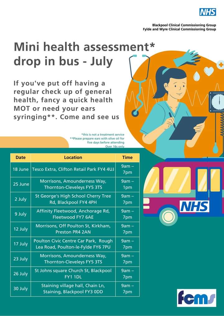 Onecommunitybl1's tweet photo. The  mini health assessment bus is back on the road 🚌 for the rest of June and July. Hoorah!

Take the chance now to go and get a quick check or ear syringe, or both! https://t.co/HkWpKoz1aU