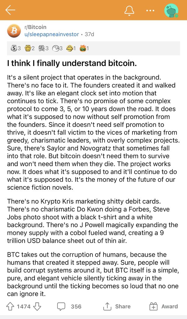 roshanaslam21's tweet image. This. When you get this understanding, there is no turning back. You are orange pilled and you will find the signal in the noise that is crypto.