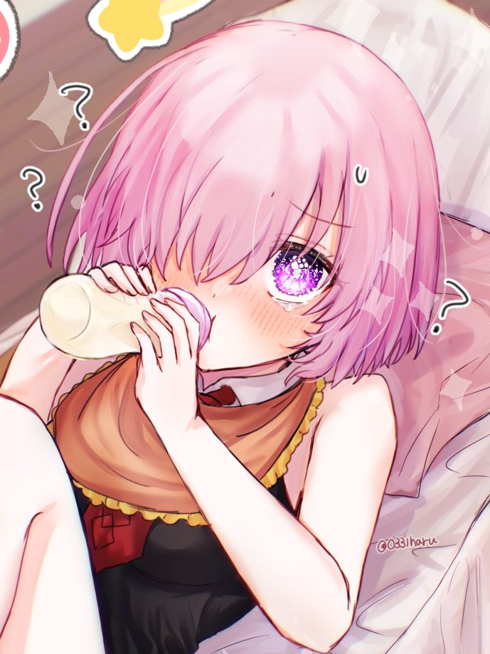 マシュ・キリエライト(Fate) 「マシュ～!!哺乳瓶で飲み物飲んでくれ～～!!🍼🍼(歪んだ欲望) #FGO 」|はるかっぱのイラスト