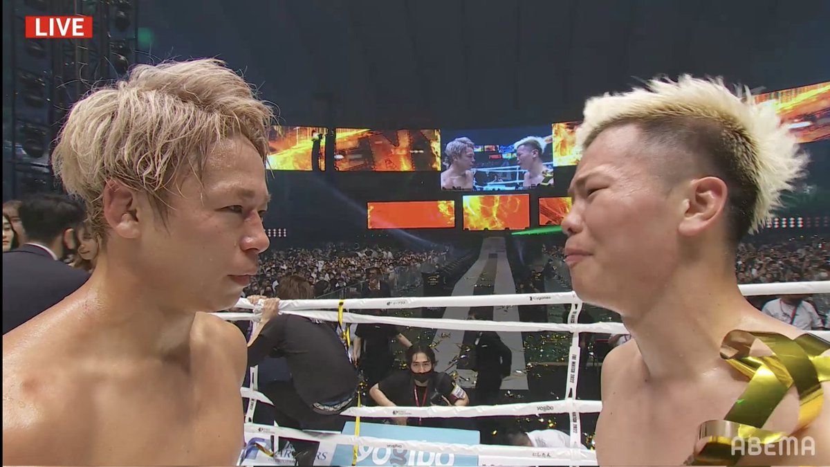 THE_MATCH_2022's tweet photo. 武尊選手、天心選手素晴らしい試合をありがとうございました。二人の思いは間違いなく日本中に伝わりました。
本当に感動をありがとう😭😭😭😭😭😭 https://t.co/KDAf4LsMaD