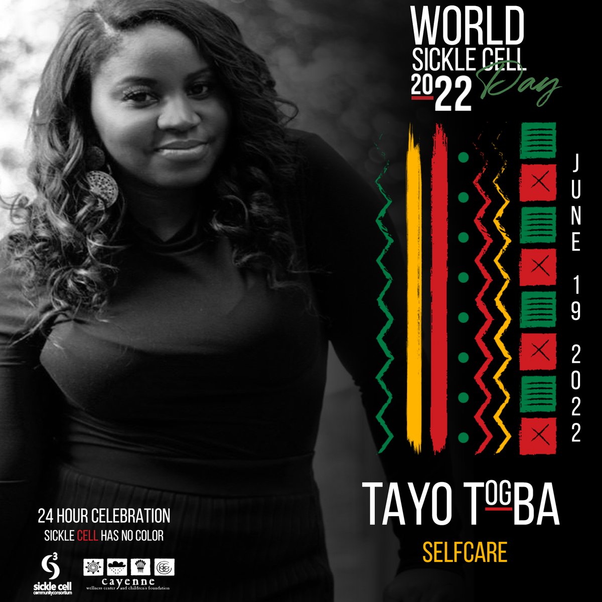 SCCConsortium's tweet photo. In 10 minutes the "Selfish Selfcare" session with warrior Tayo Togba will begin! Join us on ZOOM to learn effective and efficient selfcare tips! 

#WorldSickleCellDay2022
#UnitedbyBlood
#ShineALightOnSickleCell
#SickleCellHasNoColor
#SickleCellAThon
#SickleCellThriver https://t.co/XBDBqttEf6
