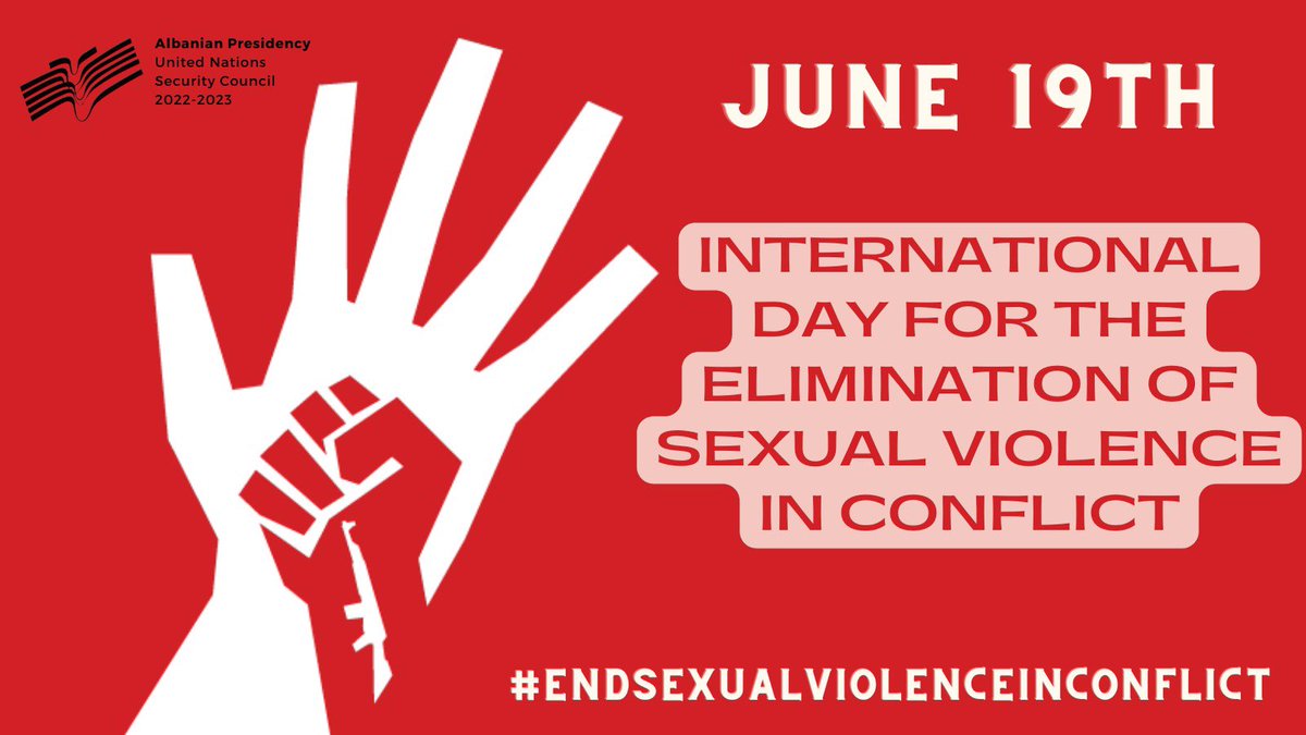 AlMissionUN's tweet photo. On Int’l Day for the Elimination of #SexualViolence in Conflict, #Albania renews the call for more & sustained efforts to eradicate conflict-related sexual violence. Impunity for such horrible crimes committed in #Kosova, #BiH & everywhere must never be tolerated.
#Accountability https://t.co/RP4OtB62C1
