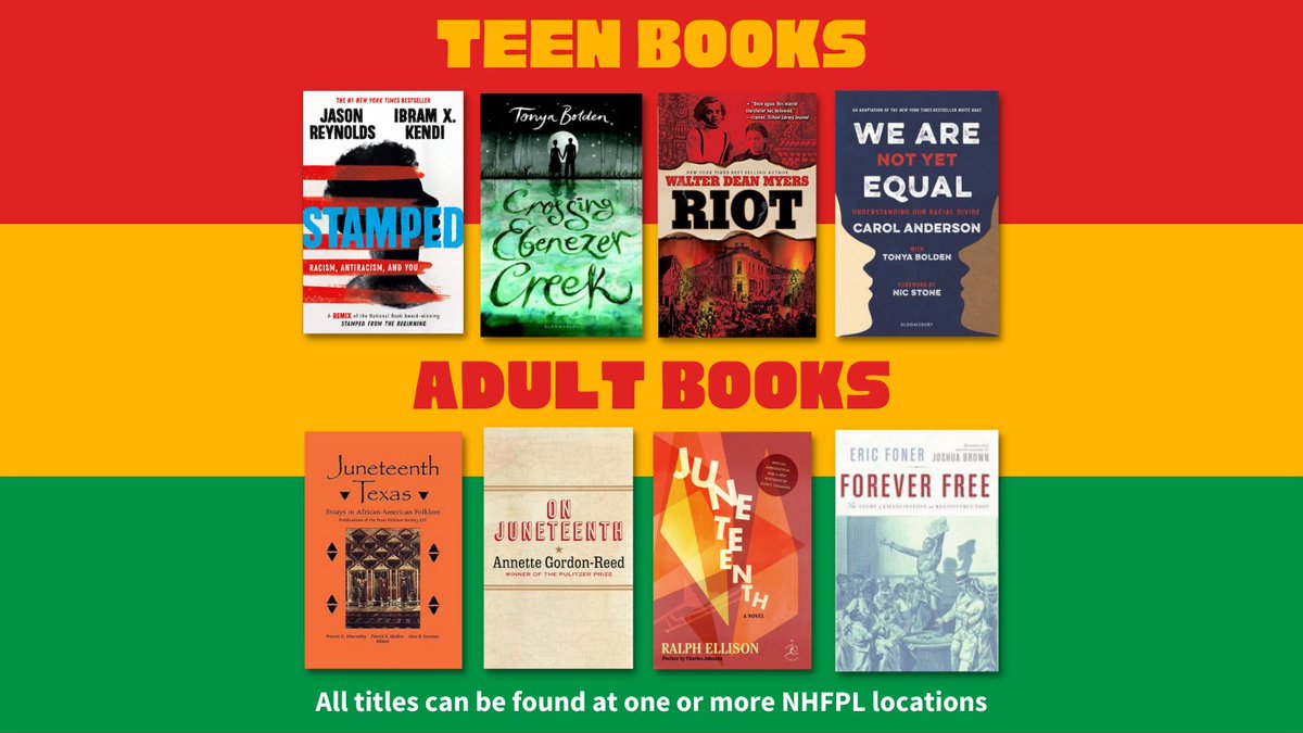 Celebrate Juneteenth with reading! 

#NHFPL #NewHavenFreePublicLibrary #NewHaven #NewHavenCT #NHV #NewHavenConnecticut #CTLibraries #LibraryLove #PublicLibraries #PublicLibrary #LibrariesOfInstagram #Juneteenth #JuneteenthBooks #BookLists