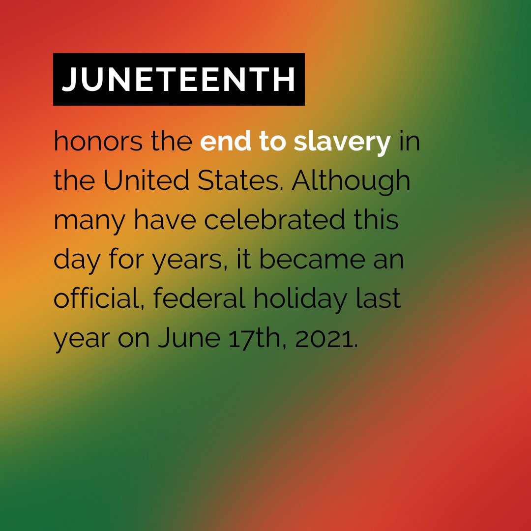 Though Juneteenth has been celebrated by many for years, it has been one year since the day became a federal holiday. Today, we want to take the time to help enlighten others on what Juneteenth is and why it matters. Swipe to learn more.

Happy #juneteenth everyone!