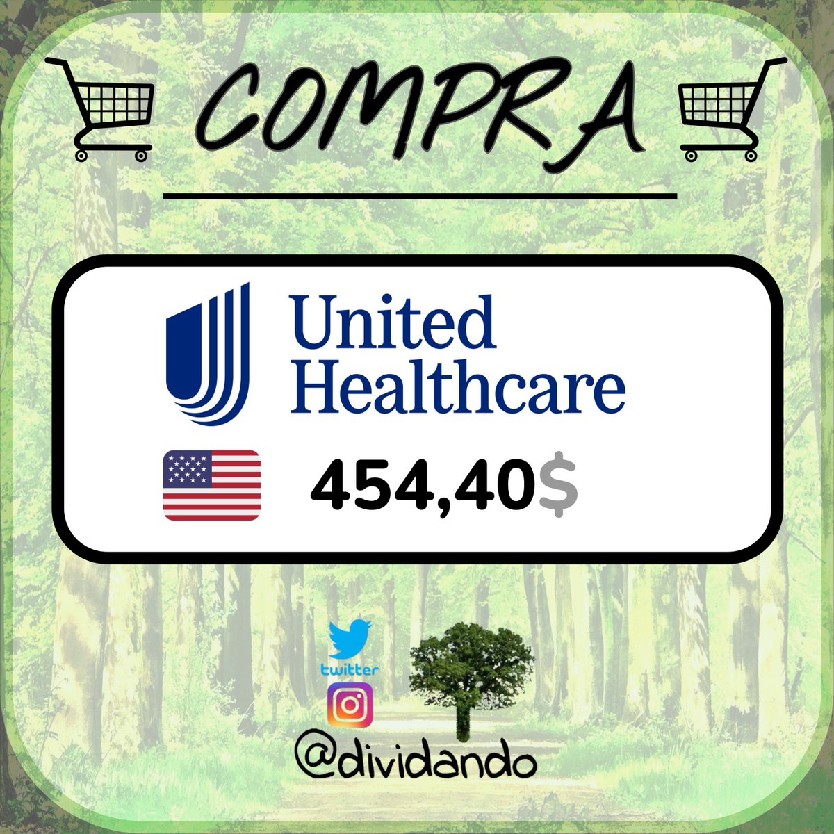 👉 Compro 🇺🇸 $UNH (UnitedHealth Group) a 454,40$.