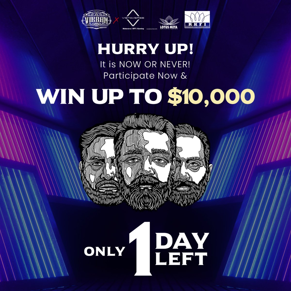 📣Go for it! Go for it! Go for it! 📣
This is your last opportunity to participate 🥶
Only a few hours left🫣
C’mon, Hurry up…

#contestalert #countdownbegins⏳ #hurryup #participatenow #contest #contestalertindia #vikramquest #metaverseworlds #metaverse #web3 #VistaVerse #nfts