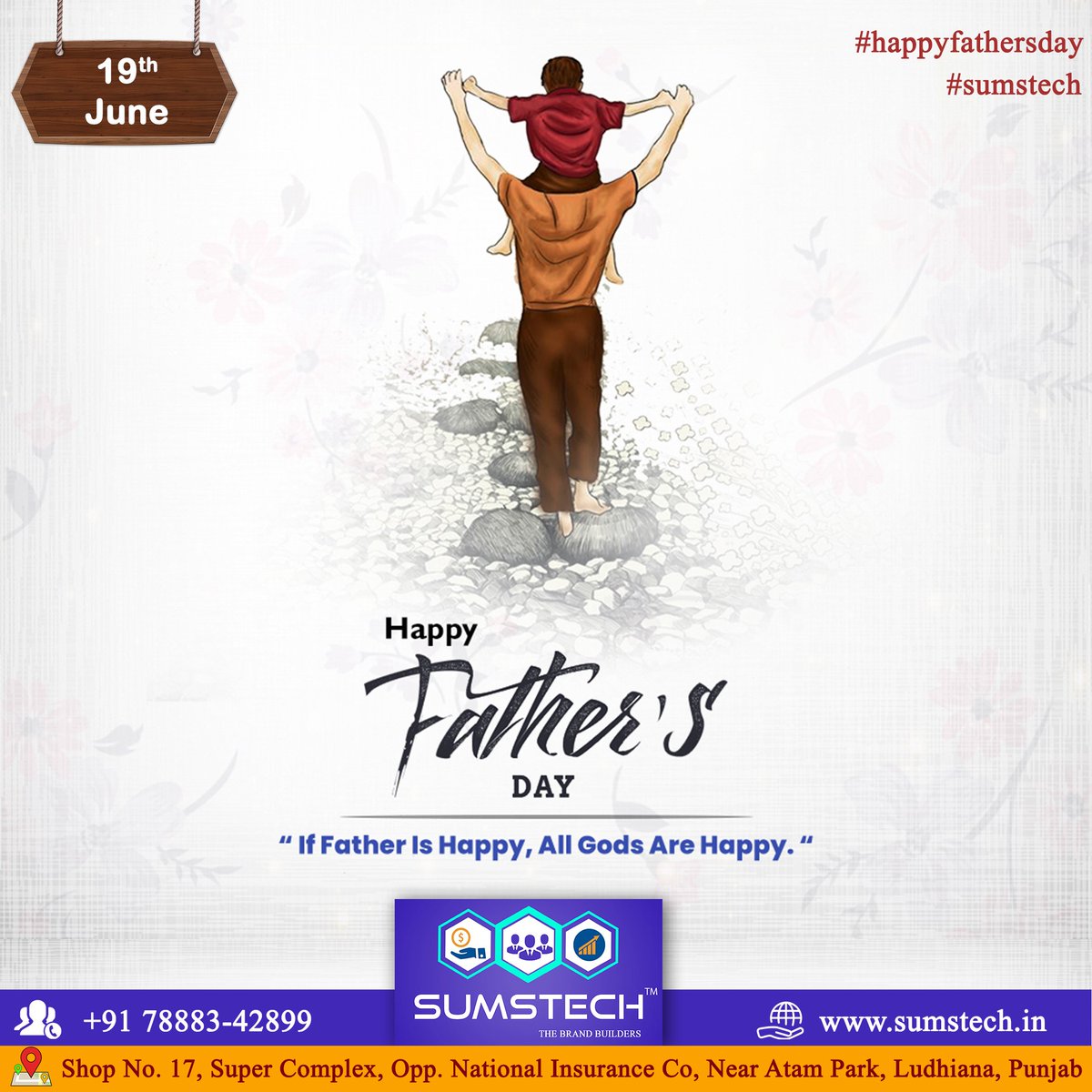sumstech's tweet photo. A father is someone you look up to no matter how tall you grow.
Happy Father's Day from Team SUMSTECH
#happyfathersday
#fathersday
#sumstech
#verajjain
#veraj
#digitalmarketing
#webdevelopment
#Ludhiana https://t.co/0zNzLCIQlh