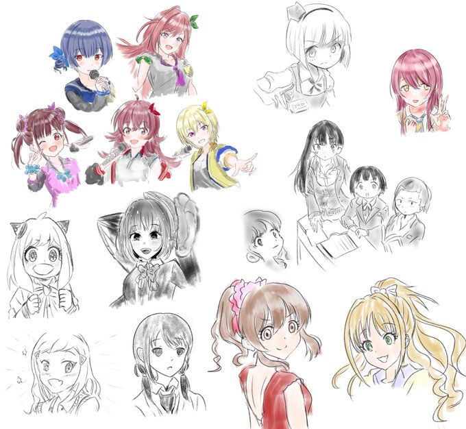 顔が一発で描けない弱点克服のために今日色々模写したやつ。
だいぶ掴めてきた気がする🐷 