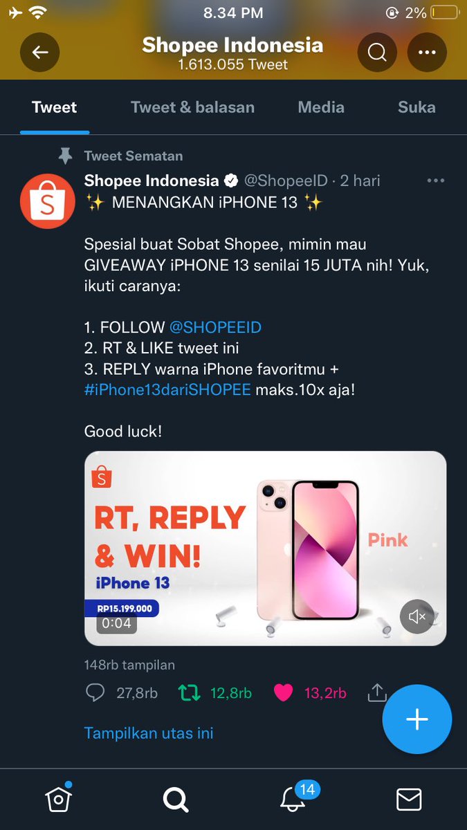 yeniinka37's tweet photo. @ShopeeID Menakjubkan😱
Pink favoritku😍
#iPhone13dariSHOPEE https://t.co/BtPPtfXM3i