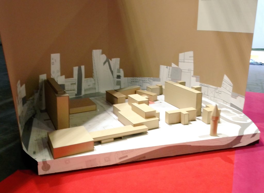 Ein Modell des Campus Bockenheim mit verschiebbaren Gebäuden