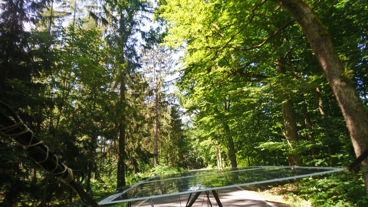 ArachneLabs's tweet photo. New panel setup is rideable and provided much better front views than the old long roof setup #solarbike https://t.co/2Hdwxood8Y