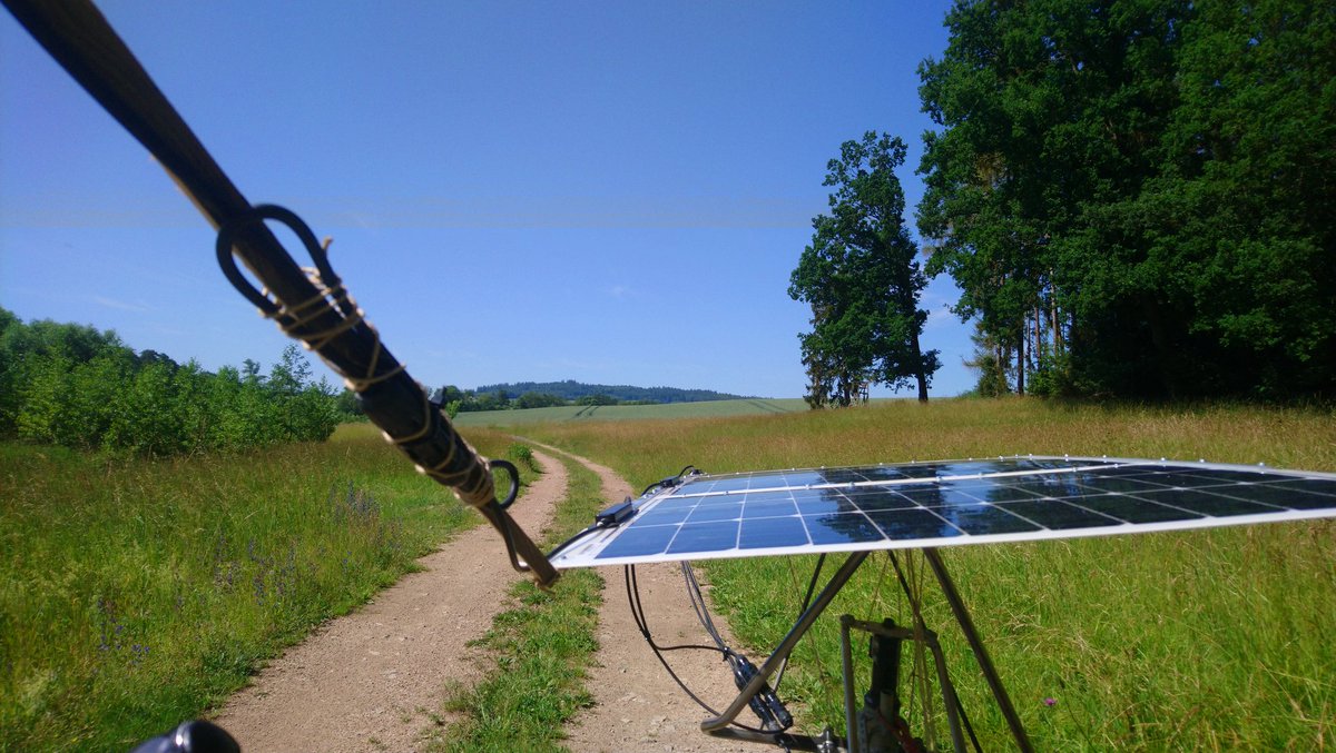 ArachneLabs's tweet photo. New panel setup is rideable and provided much better front views than the old long roof setup #solarbike https://t.co/2Hdwxood8Y