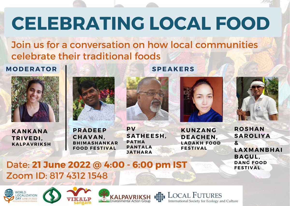 chikikothari's tweet photo. Join 'Celebrating Local Foods', World Localisation Day 2022. Hear speakers share about local food festivals! 
21 June 4:00 pm IST
https://t.co/td9sezPxOy @VikalpSangam @DDS_SANGHAMS @NEN_India @localfutures_ https://t.co/Z81vN9n1a7