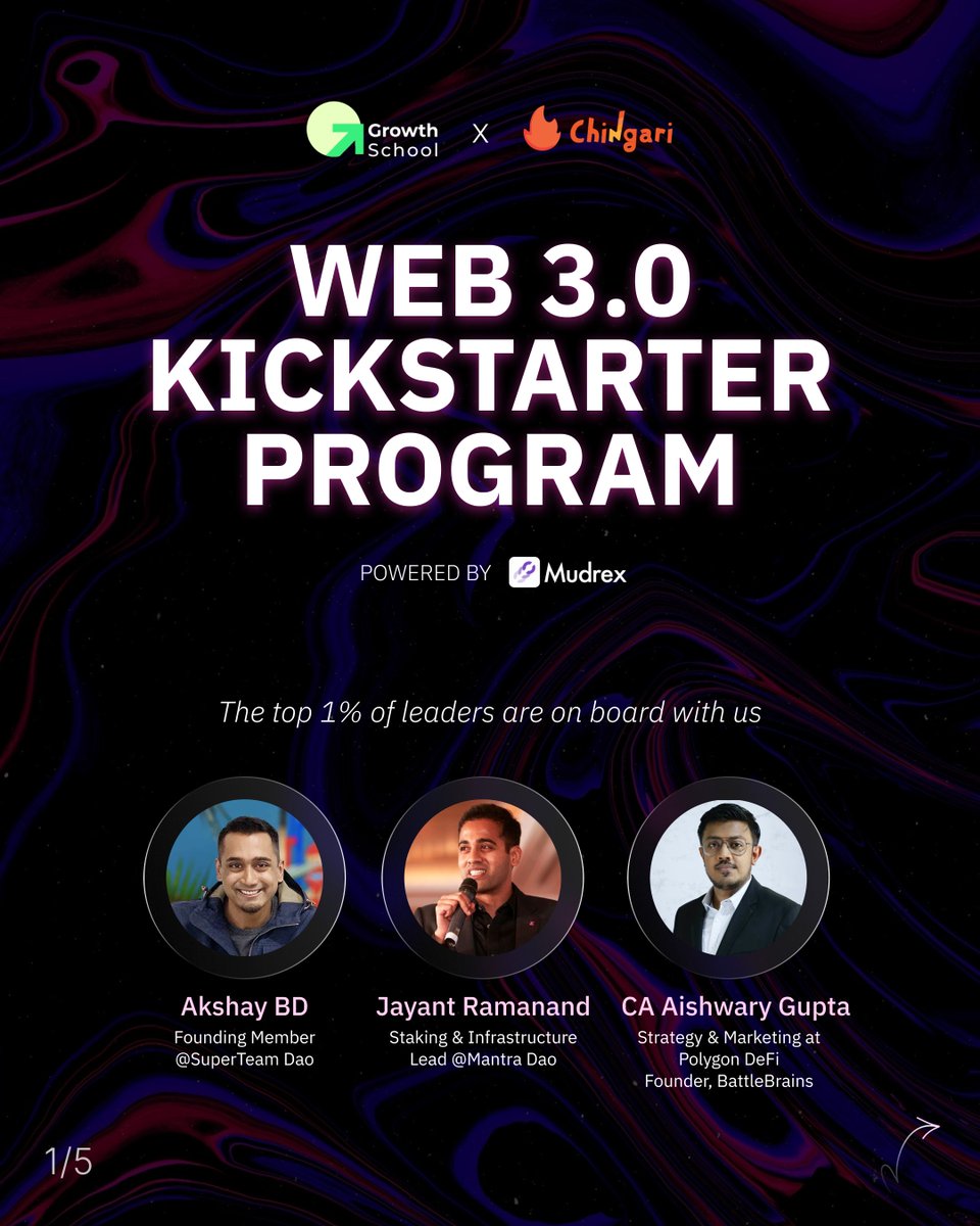 growthschoolio's tweet photo. And here we reveal our 3 mentors and speakers for the 6 Week Web 3.0 Kickstarter program 🤩
 
Want to learn directly from them? Join our Web 3.0 Program for free

🔥 The program is starting on 25th June and the Application link is in the bio [ CHECK NOW ] 🔥 https://t.co/Mj2WpMrwh5
