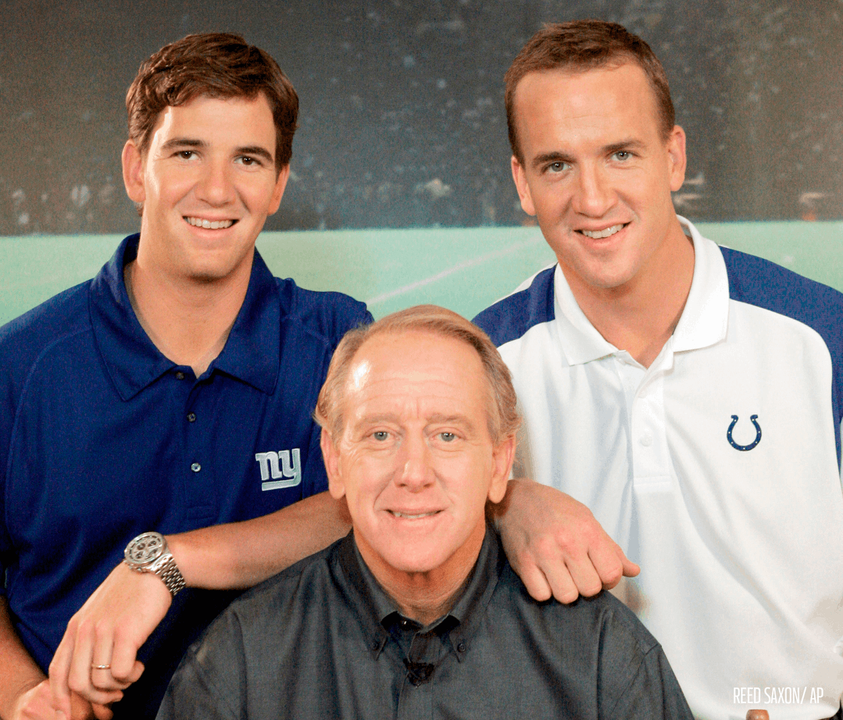 NFLFootballOps's tweet photo. Happy #FathersDay to the @NFL family and the #NFLDads across the league. 

The Manning family has a lot to celebrate having the most combined wins of any father-son combo in NFL history with 343 wins among Archie, Peyton and @EliManning. 🏆 #FootballisFamily https://t.co/vvCLFkpKbN