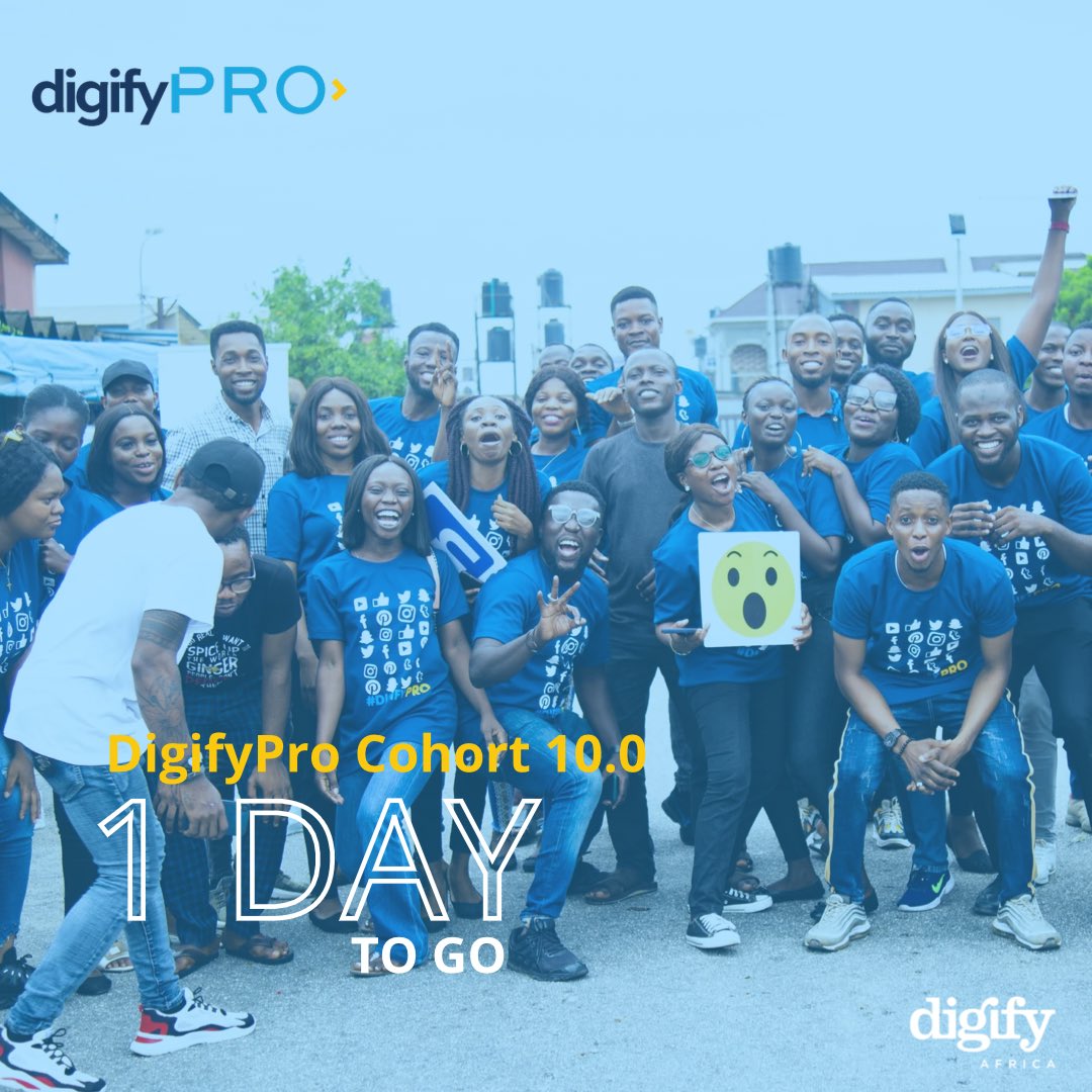 Digify_NG's tweet photo. Just one more day to go!!! Hope you are ready for Monday the 20th of June 2022. We start at 8:45am, don’t be late to class! 😁
#GetDigified #DigitalTransformation
#DigifyPro #DigifyAfrica #DigifyPro2022 #DigifyProC10 #DigitalSkills #DigitalMarketing #DigifyNG @Digify_NG https://t.co/zWcaEQspN0