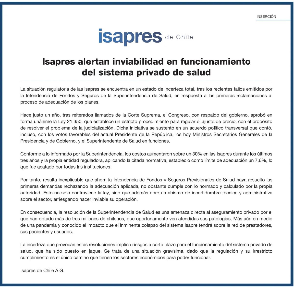 Isapres de Chile tweet media
