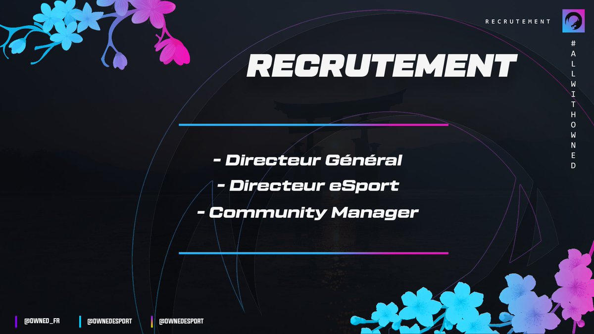 Tu es motivé, expérimenté et passionné ! Owned t'ouvre sa porte ! 

Nous ouvrons nos recrutements pour les postes suivants : 
- Directeur Général
- Directeur eSport
- Community Manager

Pense à nous envoyer un petit message ! 😉

#AllWithOwned #Owned 💙💜