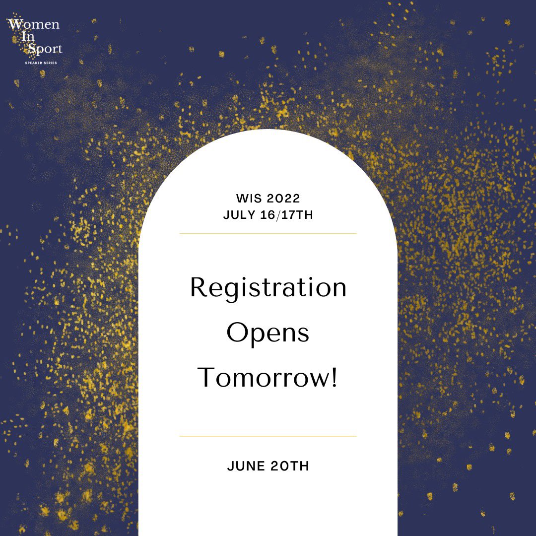 Registration for the 2022 Women in Sport Speaker Series opens tomorrow, June 20th!

Mark your calendars!
The Speaker Series will run over two days July 16th and 17th, 2022

Featuring speakers working all areas of sport.