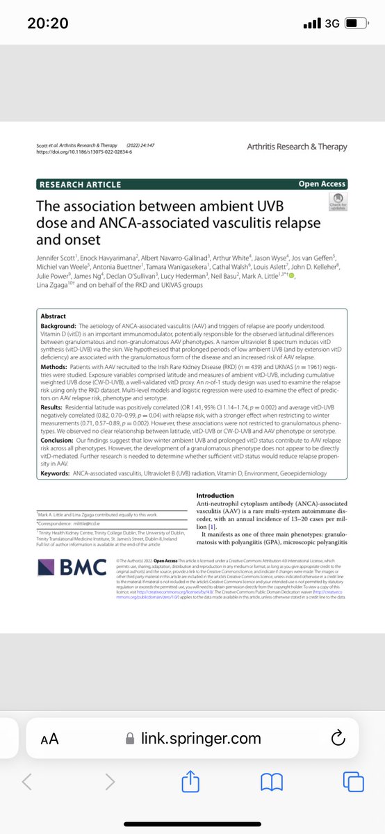 Jennifer Scott (@j2scott50) on Twitter photo Absolutely thrilled to see our paper exploring the association between #UVB & #ANCA Vasculitis published. A fruitful multi-national collaboration between <a href="/THKC1/">Trinity Kidneys</a> <a href="/ukivas/">UKIVAS</a> & KNMI. Thanks to <a href="/ICATProgramme/">ICAT Programme</a> for endless support! <a href="/EnockBugaye/">Enock Bugaye Havyarimana</a> <a href="/linazgaga/">linazgaga</a>. rdcu.be/cPVQp Absolutely thrilled to see our paper exploring the association between #UVB & #ANCA Vasculitis published. A fruitful multi-national collaboration between <a href="/THKC1/">Trinity Kidneys</a> <a href="/ukivas/">UKIVAS</a> & KNMI. Thanks to <a href="/ICATProgramme/">ICAT Programme</a> for endless support! <a href="/EnockBugaye/">Enock Bugaye Havyarimana</a> <a href="/linazgaga/">linazgaga</a>. rdcu.be/cPVQp