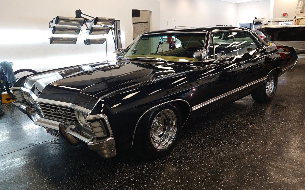 SammyMetallicar's tweet photo. Couldn't be more pleased with the quality of work by Next Level Detailing in Fort Myers.  Sammy looks absolutely amazing!  Ready for SPN Orlando Con next weekend!  #sammythemetallicar #supernatural #nextleveldetailing #spnorlando #metallicar #67impala https://t.co/9xYTcRbqn5