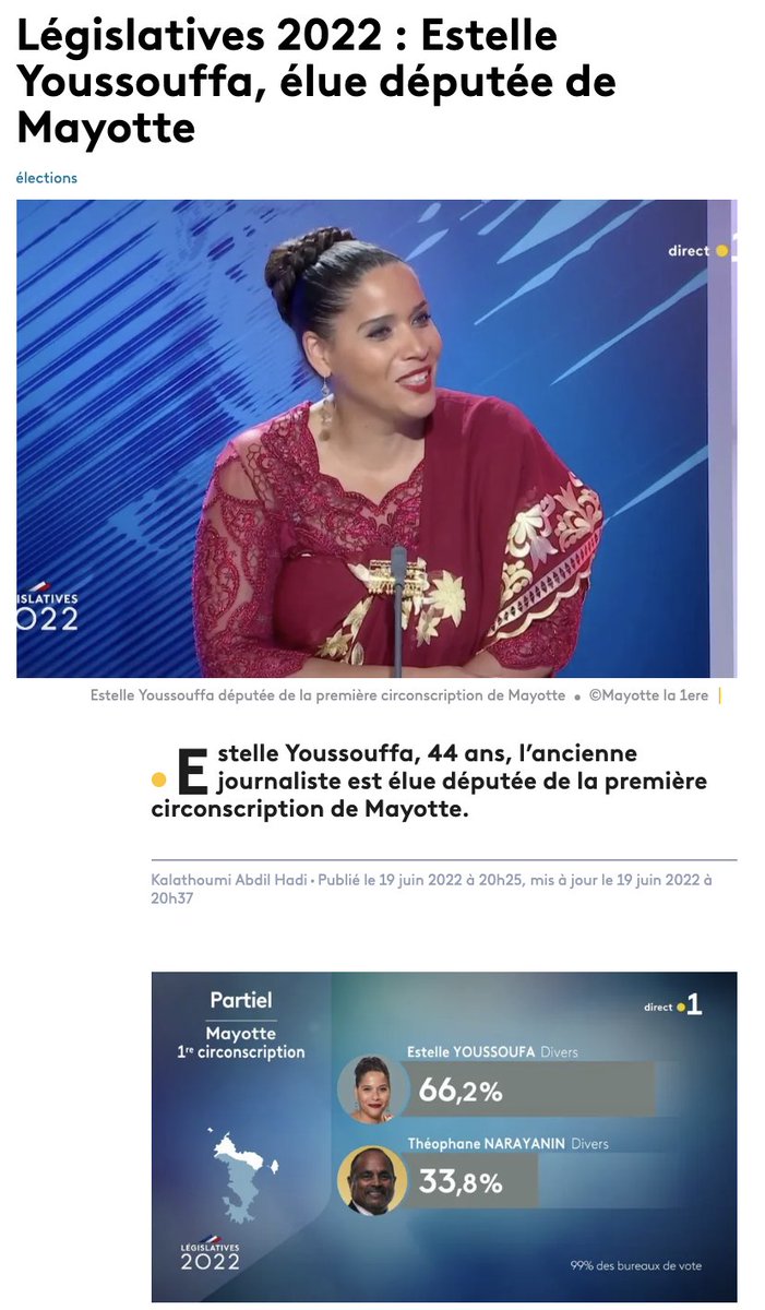 MARAHABA WAMAORE! Fière et honorée de représenter la circonscription Nord de #Mayotte à l'Assemblée nationale: au travail pour faire avancer notre île, obtenir l'égalité réelle et la sécurité; créer des emplois et une prospérité partagée. 🇾🇹🇫🇷