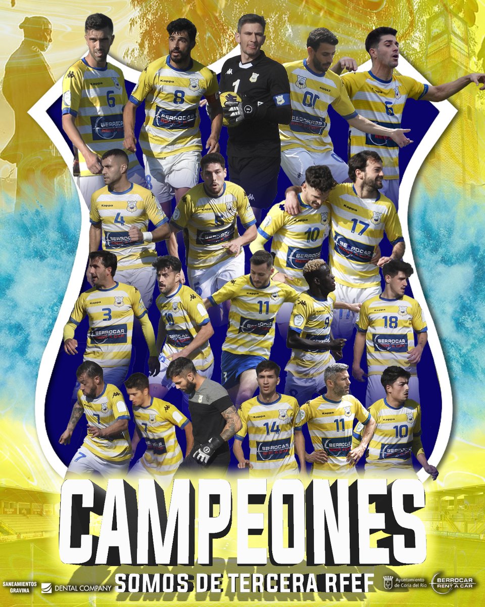 💛¡¡SOMOS CAMPEONES DE DIVISIÓN DE HONOR!!🤍

ESTE EQUIPO LO QUISO, LO LUCHÓ, NO SE RINDIÓ NUNCA, Y CONSIGUIÓ TODOS LOS OBJETIVOS.

SOMOS DE TERCERA RFEF, Y SOMOS LOS CAMPEONES DE DIVISIÓN DE HONOR.

¡¡¡CORIA ES CAMPEONA!!!👏👏🎉🎉