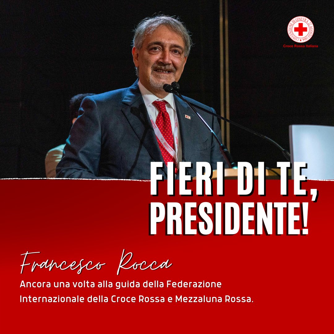 crocerossa's tweet photo. 📍 Un grande riconoscimento internazionale. @Francescorocca eletto di nuovo a capo dell’@ifrc, la più grande organizzazione umanitaria al mondo. ❤️ Bravo, Presidente!

Leggi la news 👉 https://t.co/poKYiXvctn https://t.co/Aj9xpwppMi