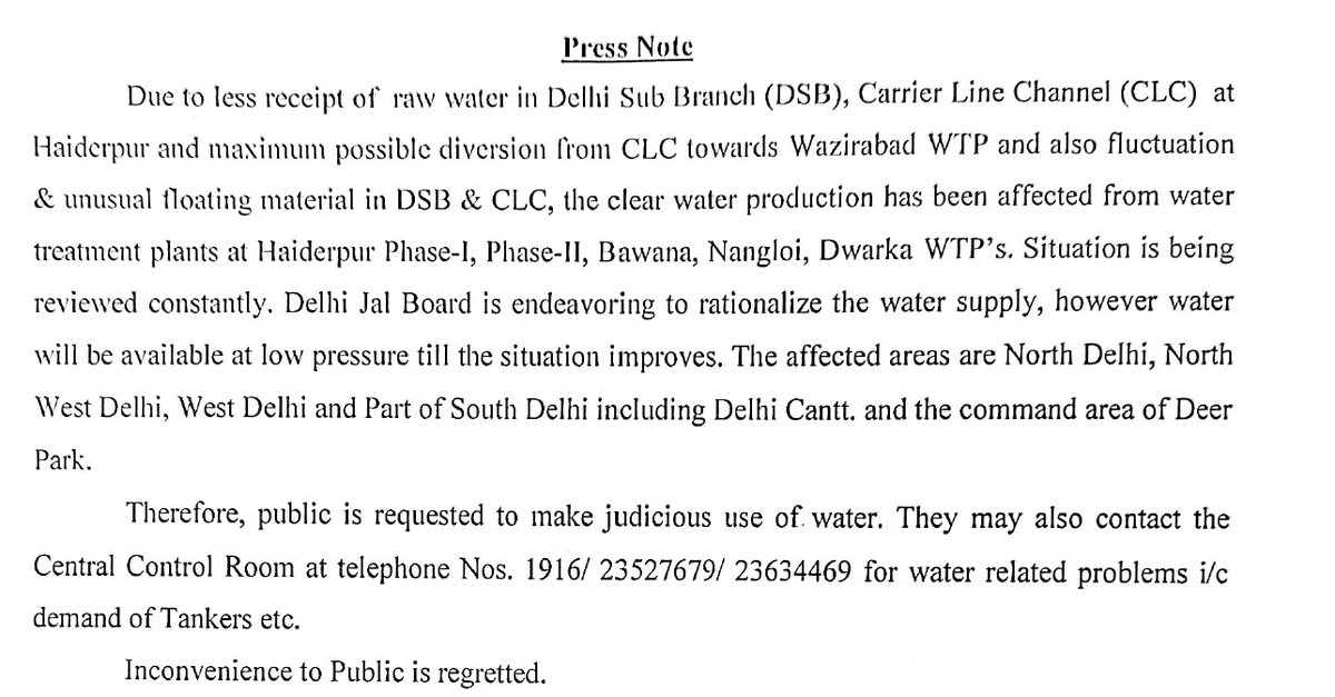 Delhi Jal Board tweet media