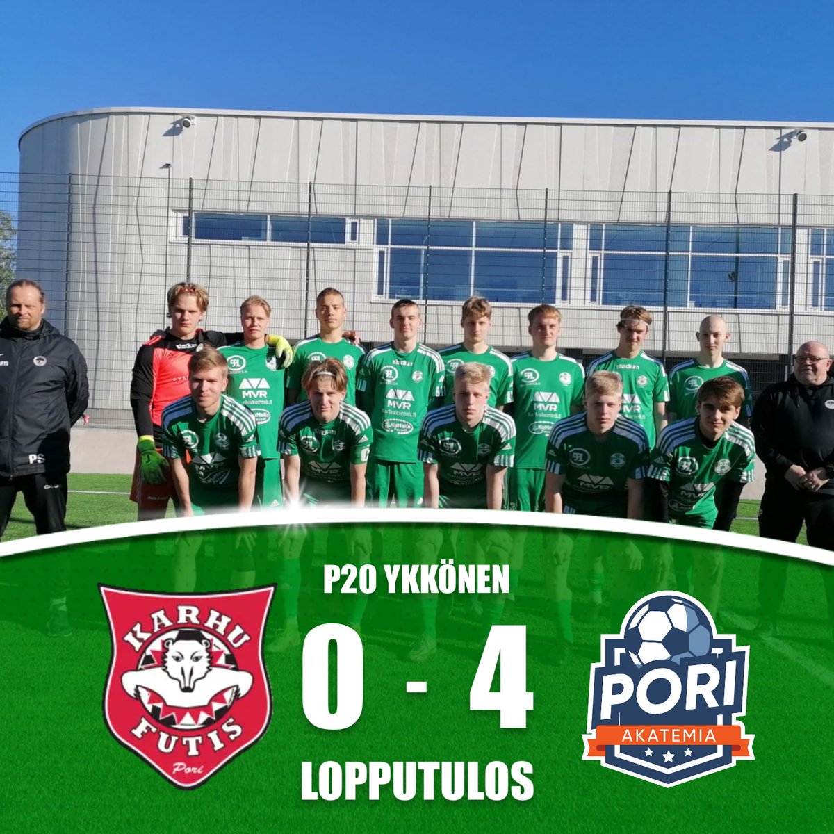 Pori Akatemia P20 pojat voittivat paikallisderbyn ja sinetöivät samalla paikkansa P20 SM-karsintaan! 
🟢⚫️🔴

Yhteistyössä on voimaa!👏👏👏

#toejoenveikot #seonmunjengi #musansalama #halamusa #fcjazz #ylpeästiporilainen #säästöpankki #tahdoenemmän #prepon