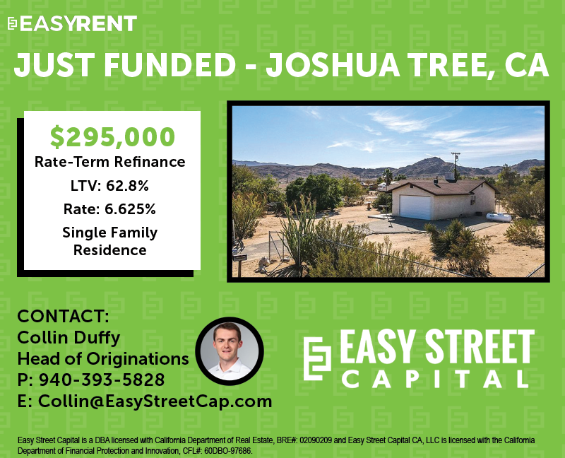 rob_s_simon's tweet photo. #JustFunded
4X Repeat Borrower w/ @EasyStreetCap refinances another BRRRR STR in Joshua Tree. Even with rates rising, Professional STR owners who can rinse and repeat and plug in more properties to markets they have on lock w/ economies of scale dialed in will continue to prosper https://t.co/ROhlsOSNFR