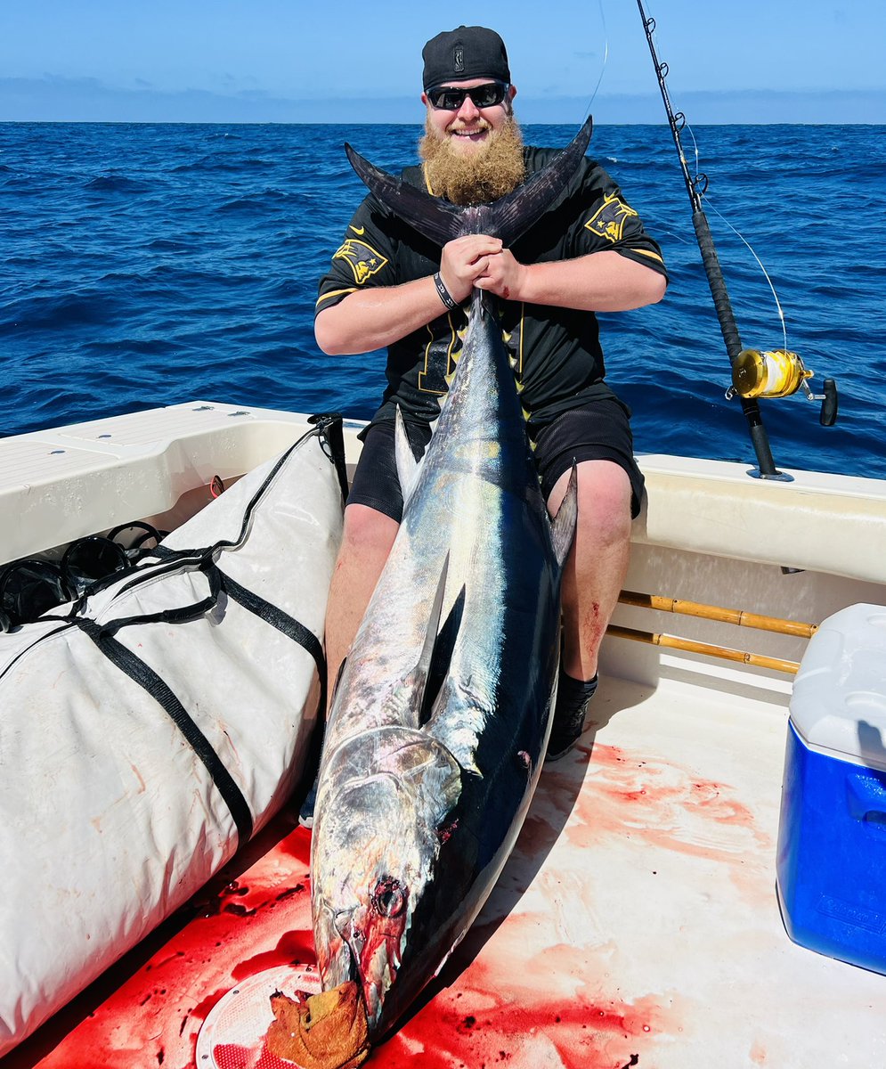 ThePerchJerker's tweet photo. The LBSFGuides crew mobbed to San Diego yesterday and we all landed giant bluefin tunas 🐟 This 180 pounder gave me a run for my money, but he didn’t stand a chance against the PERCH 🎣 https://t.co/H6G0X4OAIb