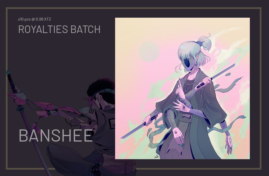 AnderlaxeNft's tweet photo. Banshee, Royalties batch
10 pcs @ 0.99 xtz

🐦https://t.co/5uJlujEkgM

#tezosart #NFT #NFTCommunity https://t.co/trz6W7SPsK