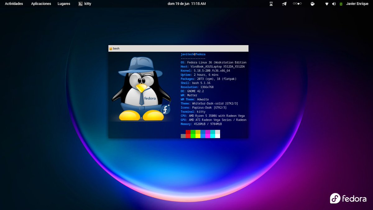 4Sentinell's tweet image. Bueno logre personalizar algo la #KittyTerminal. Logre cambiar tamaño de letra, logre el fondo semitransparente e insertar una imagen de mi gusto, lo que no logre es cambiar el color de la barra superior de blanco a negro. Mañana lo posteo en medium como configurar esas cosas.