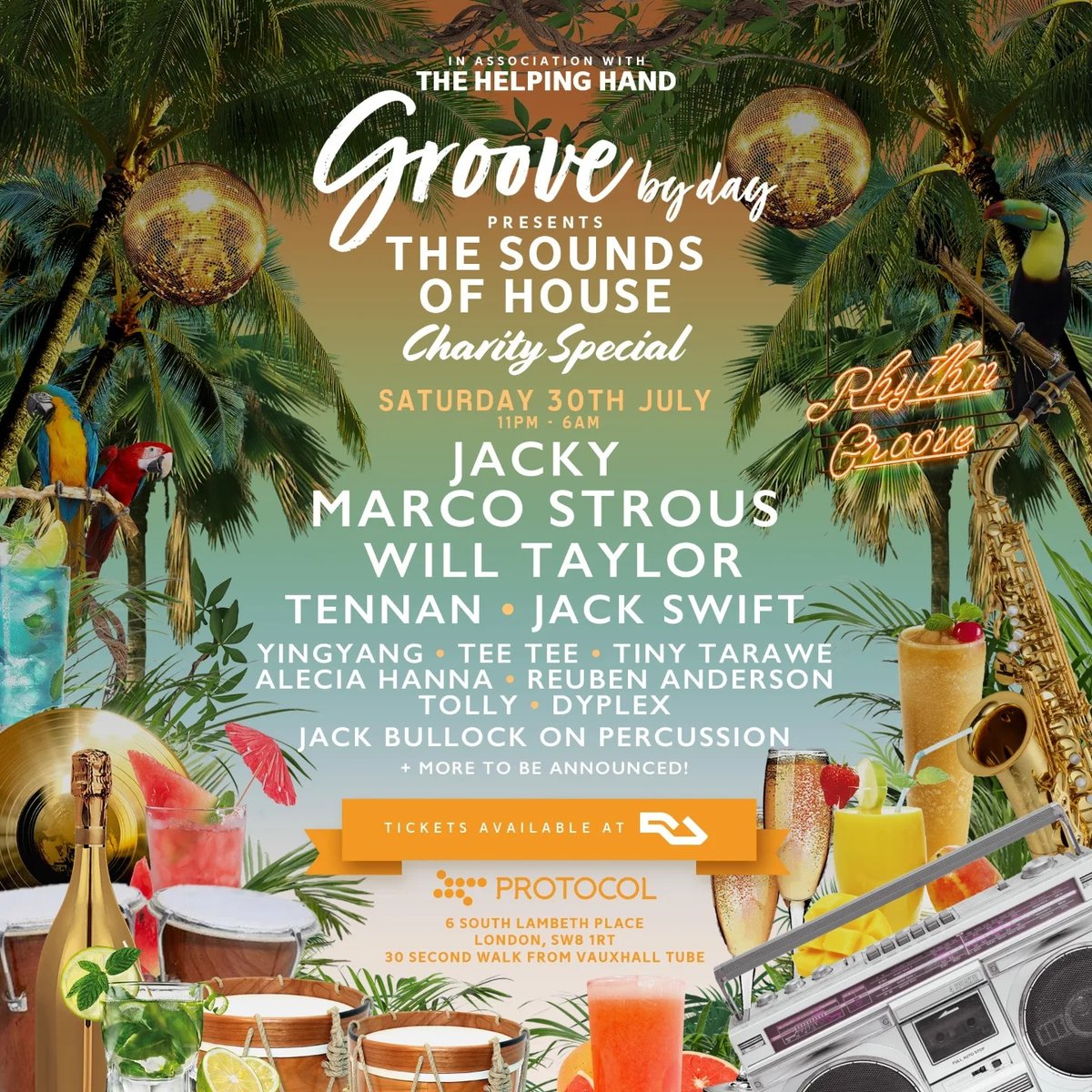 GrooveByDay's tweet photo. Join us on Saturday 30th July in London with Jacky, Marco Strous, Will Taylor, Tennan, Jack Swift + Support and live entertainers.

Early Birds SOLD OUT ❌
First Release Now On Sale
https://t.co/UWREe9LWjt https://t.co/0GrWe0ar5P